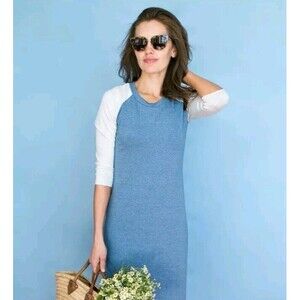 Sonnet James Womens Play Dress Raglan Sleeve Small Blue and Gray Stretchy Bump